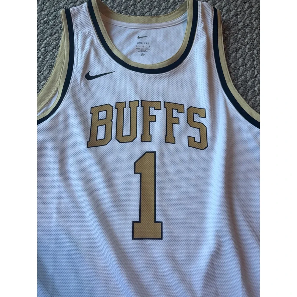 Nike Colorado Buffaloes BUFFS #1 Basketball Jersey Mens Large White Gold Dri-FIT